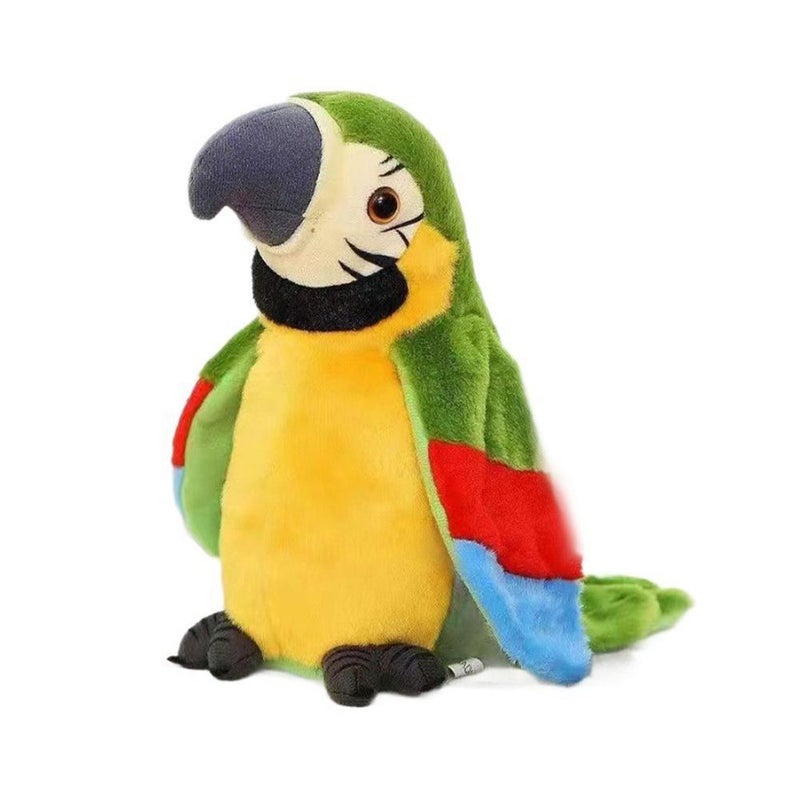 Recording parrot with 30 English songs, learns to speak and flaps its wings, electric plush toy for children.